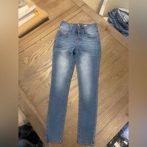 High-Rise Lace-Up Skinny Jeans - Blue